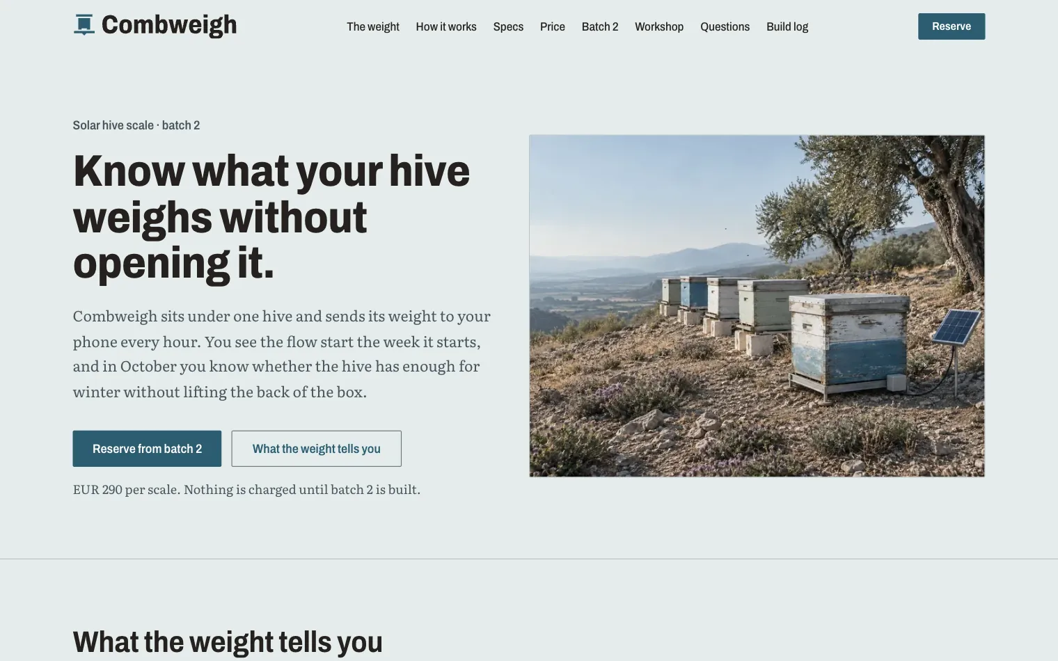 Combweigh · Hardware · two-person workshop
